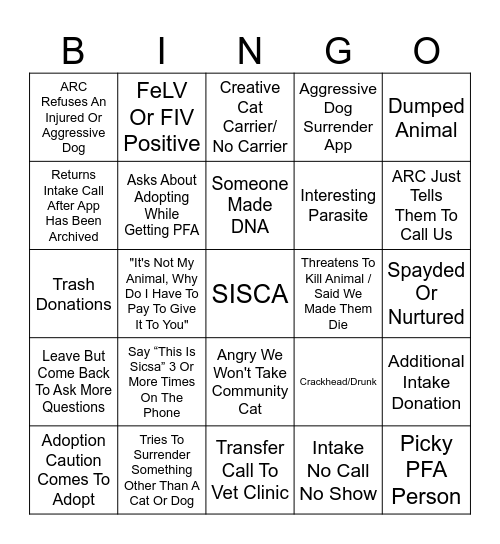 Work Chaos Bingo Card