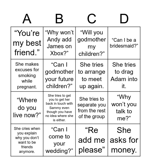 Cerys Bingo Card