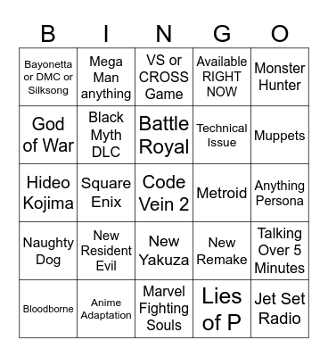 2025 Summer Games Fest Bingo Card