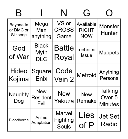 2025 Summer Games Fest Bingo Card