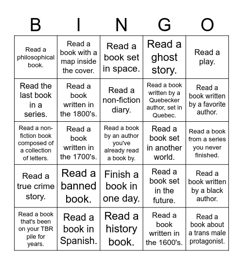 Book Bingo Card