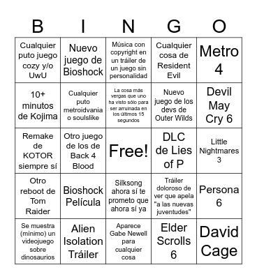 Doritos Game Fest 2025 Bingo Card