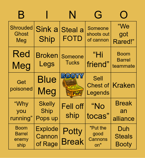Sea of Thieves Bingo Card