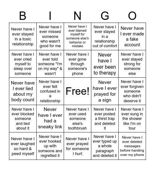 BINGO BOARD Bingo Card