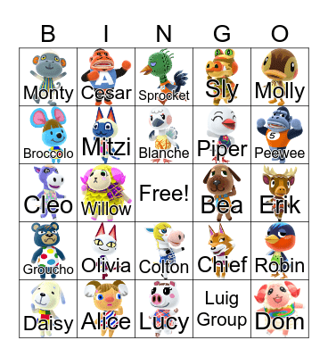 Animal Crossing Bingo Card