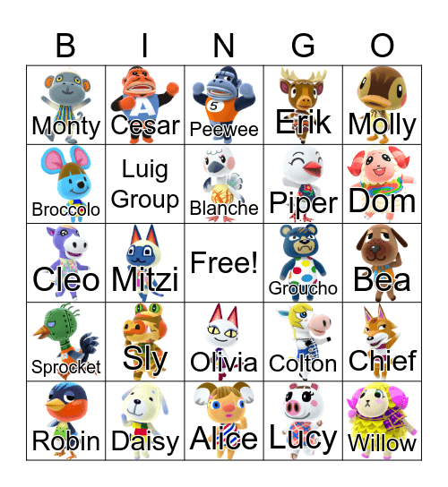 Animal Crossing Bingo Card