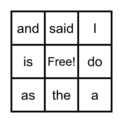 Heart Words (1) Bingo Card