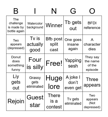 TPOT 19 Bingo Card