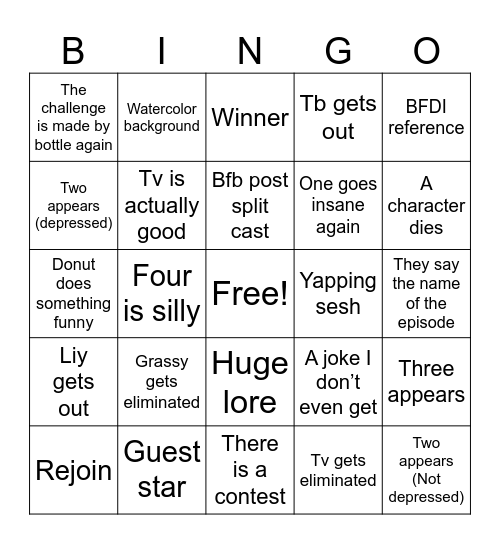 TPOT 19 Bingo Card