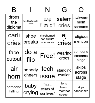 grad bingo Card
