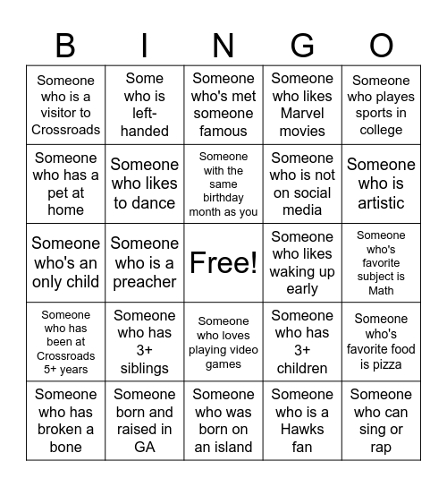 Human Bingo Card