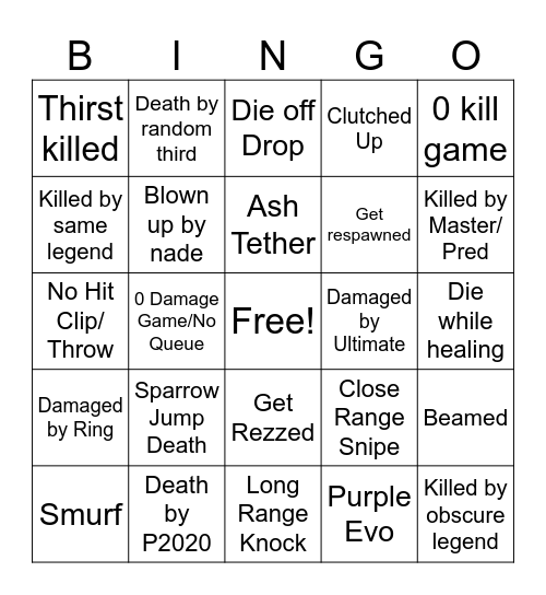 Apex Bingo 2025 Bingo Card