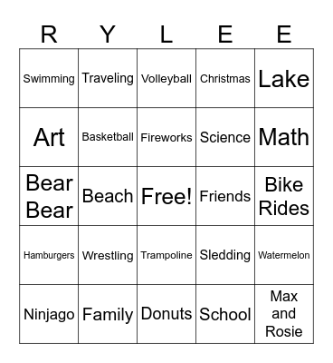 Happy Birthday, Rylee! Bingo Card