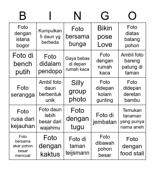 Kebun raya Bingo Card