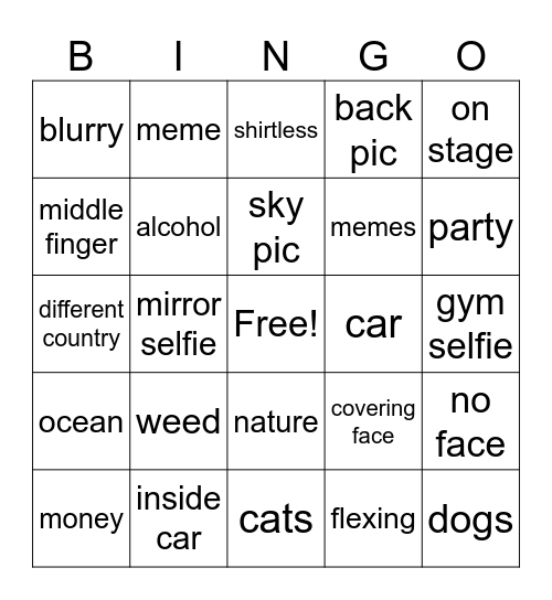 Tinder Bingo Card
