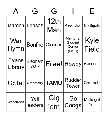 A&M BINGO Card