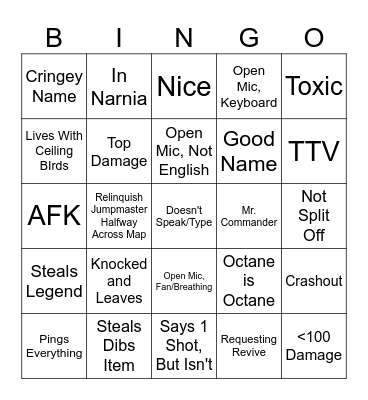 Apex Legends Random Bingo Card