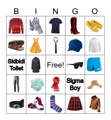 Clothes Bingo Card