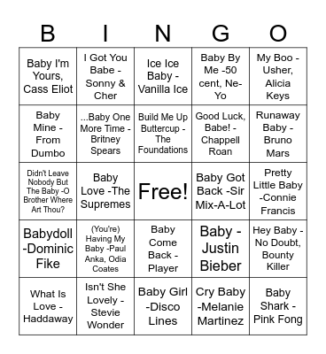 Baby Bingo Card