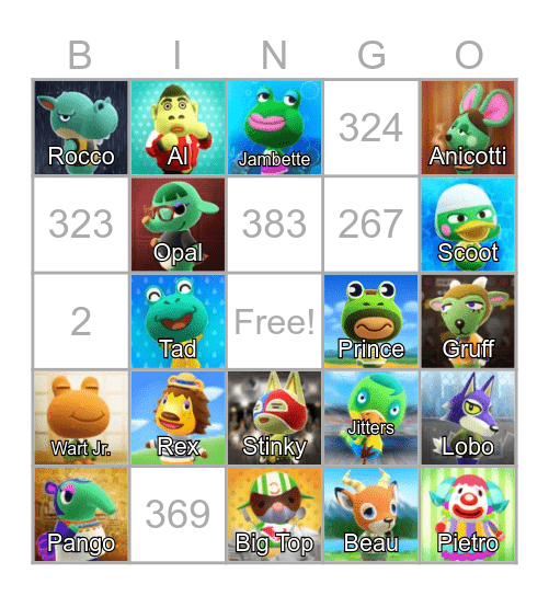 LilSimsie Animal Crossing Bingo Card Bingo Card