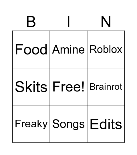Average YouTube Shorts Bingo Card