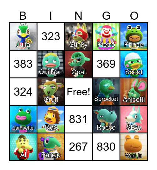 LilSimsie Animal Crossing Bingo Card Bingo Card