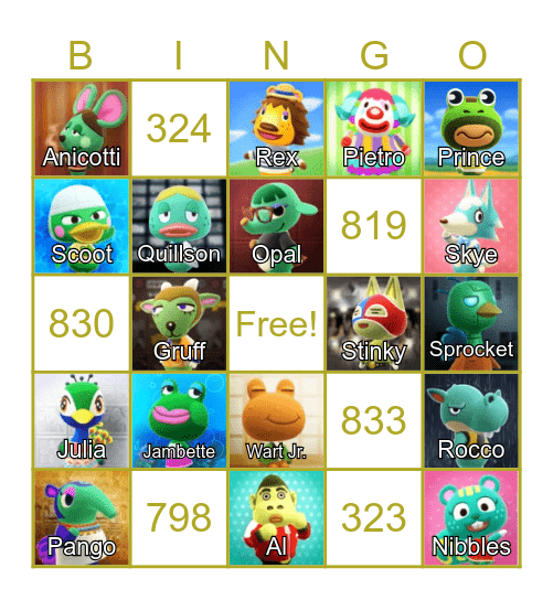 LilSimsie Animal Crossing Bingo Card Bingo Card