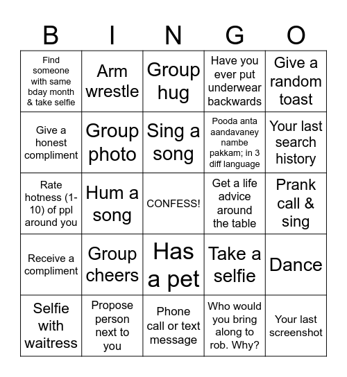 Kozhantha Kumari Naan Aamaa Bingo Card