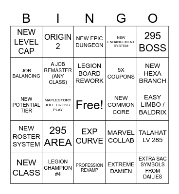 MAPLESTORY ASSEMBLE Bingo Card