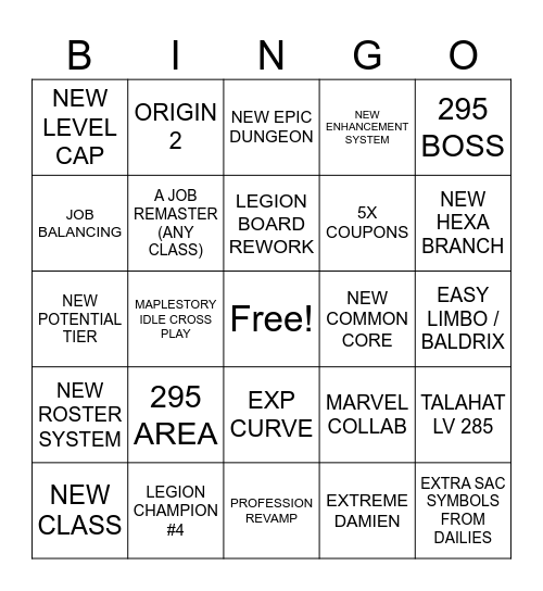 MAPLESTORY ASSEMBLE Bingo Card
