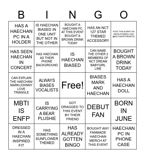 HAECHAN BINGO Card