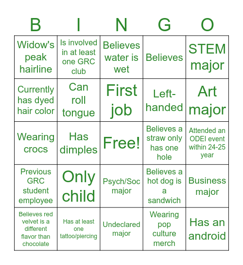ODEI BINGO Card