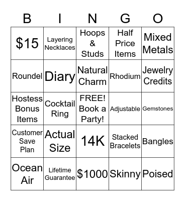 lia sophia Blingo! Bingo Card