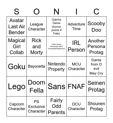 Sonic CrossWorld DLC??? Bingo Card