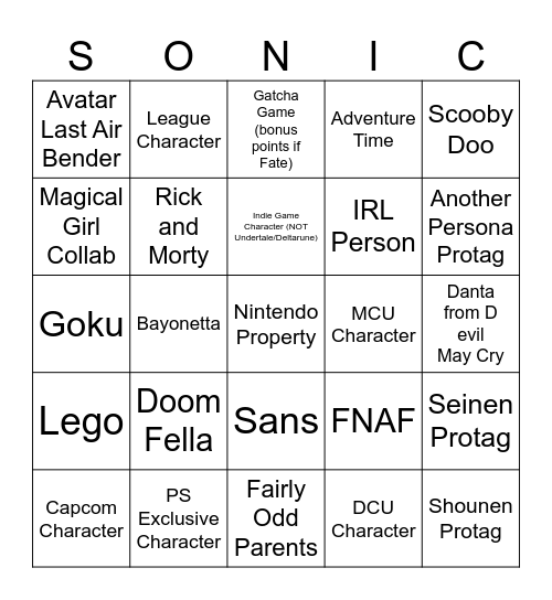 Sonic CrossWorld DLC??? Bingo Card