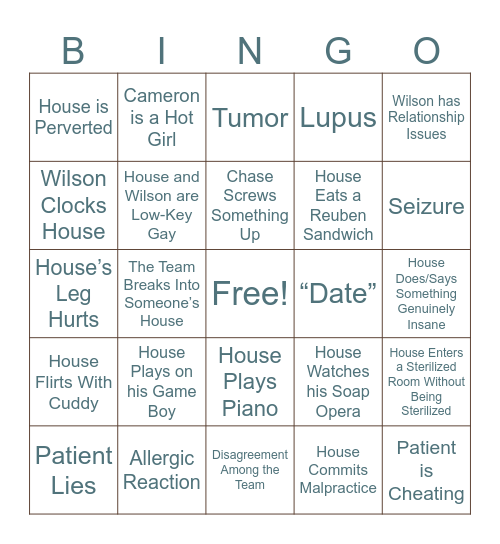 House Bingo Card