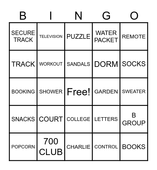 JUVENILE HALL Bingo Card