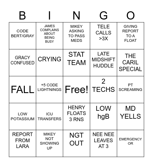 ROUGH NIGHT? Bingo Card