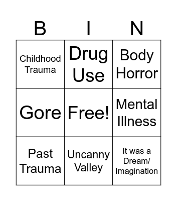 Psycholgical Horror Bingo Card