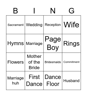 Bridal Shower Bingo Card