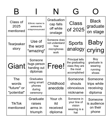 Sade Grad Bingo Card