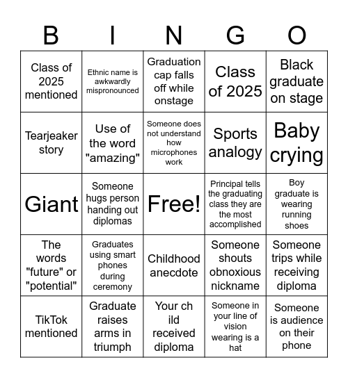 Sade Grad Bingo Card