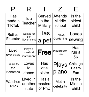 Who Are You? Bingo Card