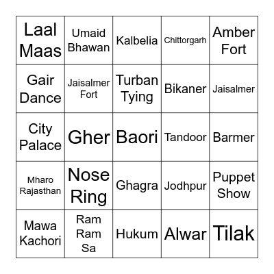 Rajasthani Bingo Card
