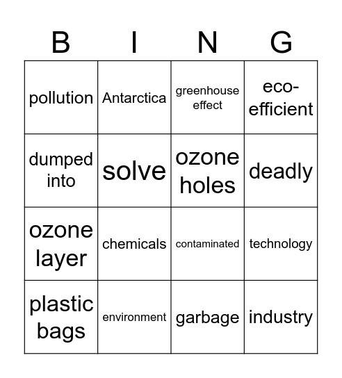 Eco-efficient actions Bingo Card