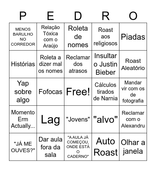 PEDRO FORTUNATO Bingo Card