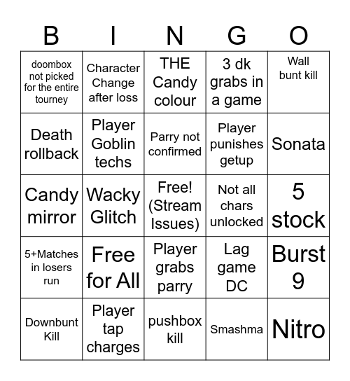 NPC 48 Bingo card Bingo Card