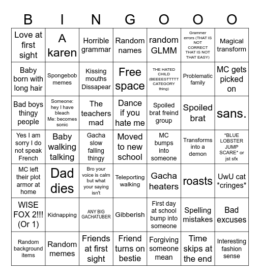 Gacha Bingo Card