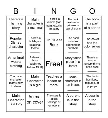 Storybook Bingo Card