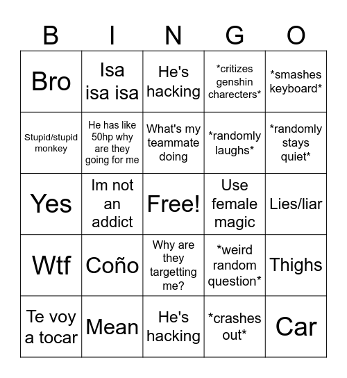 💔 Bingo Card